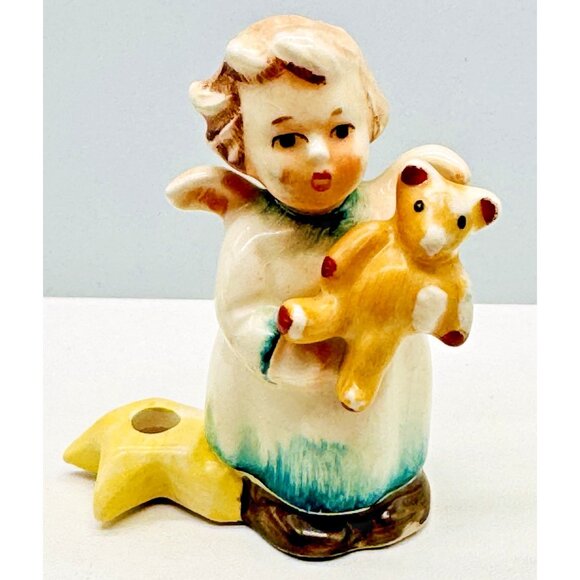 Vintage Goebel Angel Candle Holder Teddy Bear Rocking Horse Lot of 2 - Picture 7 of 11